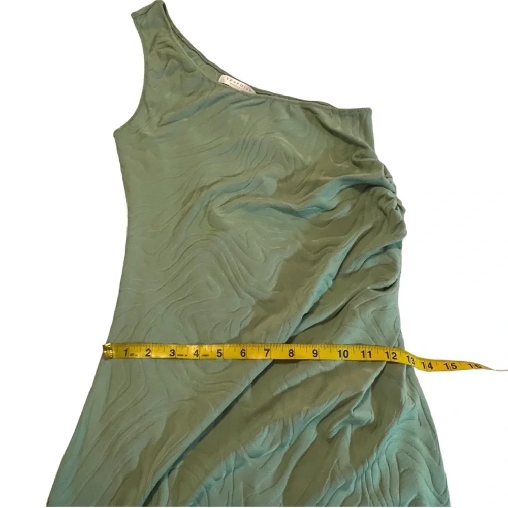 Seafolly One Shoulder Second Wave Midi Dress in Palm Green Textured Vacation M - Picture 8 of 16